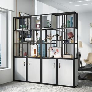 隔断墙客厅玄关书柜工业风铁艺置物架美容院柜子展示架荣尊工艺家居