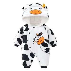 婴儿小公主小奶牛连体衣婴儿外套可爱超萌包臀漏屁股连体哈衣秋冬
