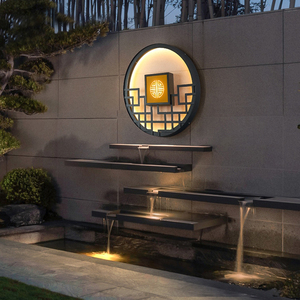 别墅流水槽不锈钢瀑布出水口庭院现代水幕墙室外花园流水景观叠水