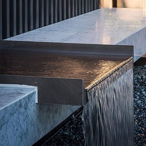 不锈钢流水槽u型瀑布流水口庭院花园别墅流水景观室外鱼池溢水口