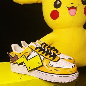 皮卡丘鞋子低帮限量版休闲运动鞋男女联名空军一号aj板鞋正版官网