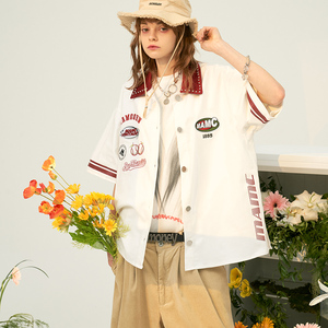 复古棒球服开衫短袖