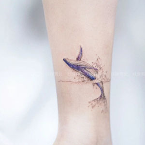 网红爆款海浪蓝鲸鱼纹身贴防水女持久半永久学生手绘手腕手臂草本