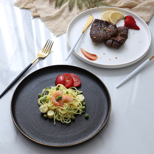 牛排盘子创意黑色西餐盘平盘碟子ins风家用日式磨砂网红牛扒餐具