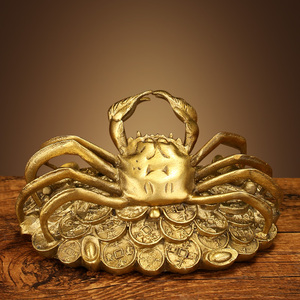 铜螃蟹摆件八方来财铜蟹家居店铺装饰横财将军招财家居店铺饰品