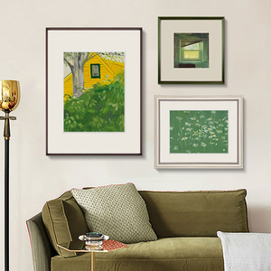 1719美术馆 法式清新客厅装饰画小众餐厅背景画复古三联组合挂画