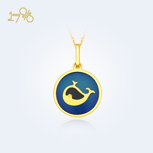 周大福17916如鲸向海系列22k金烤彩鲸鱼正品项链e126169