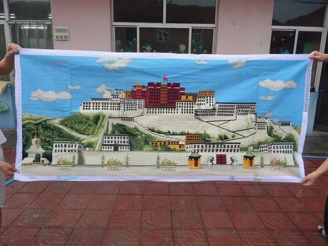 纯手工十字绣成品西藏布达拉宫2米新款客厅大幅风景画全绣装饰画