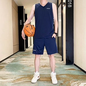 球衣篮球男夏季冰丝无袖T恤球服跑步运动健身晨跑篮球服套装定制