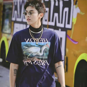 heron hp仙鹤preston吴亦凡情侣同款潮流宽松fog高街短袖t恤男女