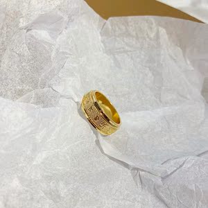 周大福焕美越南沙金转运六字真言旋转食指戒指环女 久不掉色黄铜
