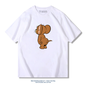 猫和老鼠联名合作款短袖t恤男女情侣装ins 卡通汤姆和杰瑞衣服