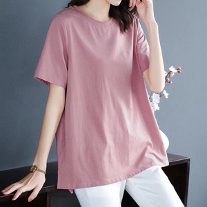 肩宽胸大显瘦上衣女夏大码v领短款休闲t恤小个子学生套头修身