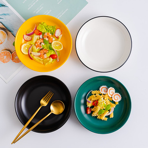 北欧意面盘子圆形碟子陶瓷轻奢盘创意家用网红早餐盘子ins风餐具