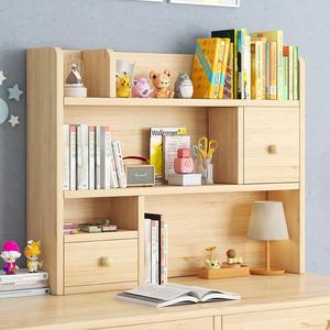 实木书架桌面置物架书桌简易组合桌上松木收纳小书架学生靠墙书柜