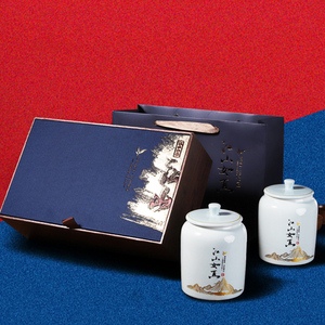 江山如画高档陶瓷罐 茶叶包装盒空礼盒红茶绿茶包装 普洱散茶空盒