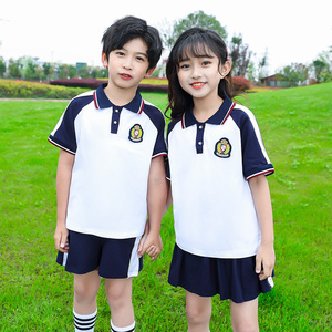 小学生校服夏装新款短袖套装幼儿园园服夏季学院风运动会班服定制