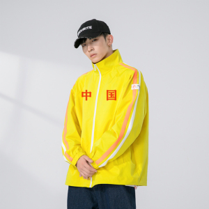 88吴京中国外套春秋情侣装中国红运动服两件套hiphop炸街运动套装男