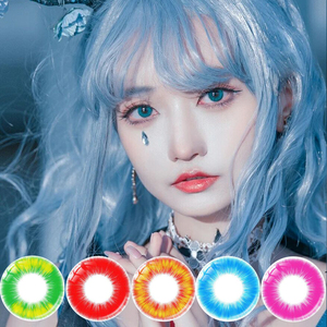 cosplay美瞳显色年抛女大小直径红蓝色万花筒写轮眼万圣节cos男mt