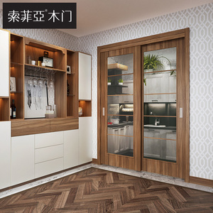 定制金索菲亚木门厨房推拉门定制玻璃门阳台门移门卫生间门套装门