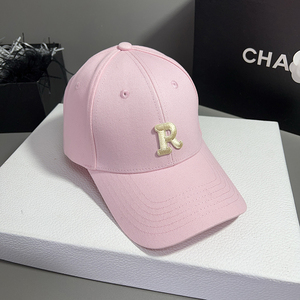 韩版粉红色硬顶棒球帽经典R标高品质帽子女宽檐显脸小户外鸭舌帽