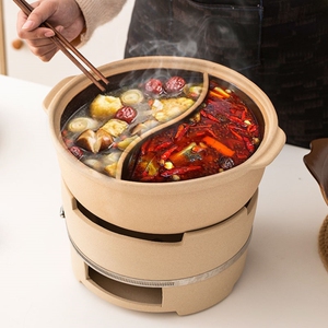 老式土火锅木炭打边炉家用传统木炭户外鸳鸯锅涮羊肉煲汤砂锅炉子