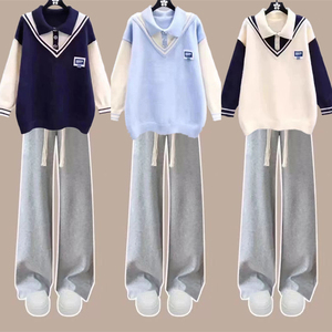高中初中学生针织衫套装少女衣服春秋装搭配一整套休闲毛衣两件套