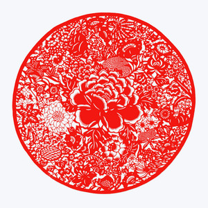 纯手工剪纸成品中国风刻纸作品传统窗花礼品花鸟牡丹花团锦簇大幅