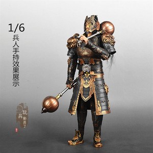 1/6古微缩兵器岳云双锤李元霸千斤锤雷公狮头锤12寸兵人武器模型