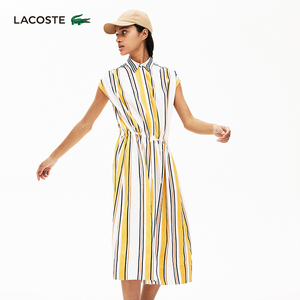 lacoste法国鳄鱼女装时尚法式宽松拼色竖条纹短袖连衣裙|ef9544
