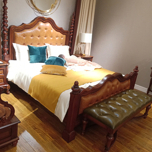 北卡罗实木家具808-c1.8米床2.0米矮柱床美式正品乡村卧室双人床