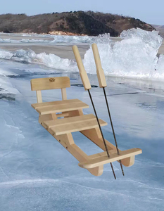 冰车户外滑冰车冰爬犁滑冰车老式实木儿童成人通用款东北传统雪撬