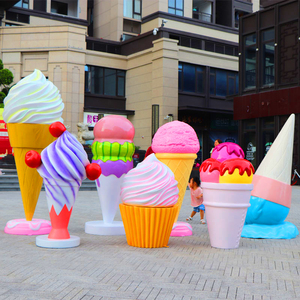 户外仿真卡通冰淇淋大摆件网红商场奶茶冷饮甜点店装饰玻璃钢雕塑