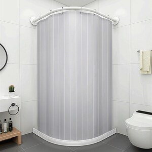 免打孔弧形杆卫生间防水浴帘套装u型洗澡淋浴隔断帘浴室布帘隔水l