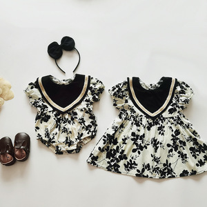 韩国婴儿童装短袖薄夏装包屁衣宝宝百天女童裙子姐妹装夏季连衣裙