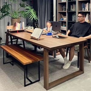 实木客厅大长书桌超大书法桌家用工作台高级设计感原木学习办公桌