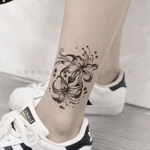 纹身贴防水女持久脚踝彼岸花ins风曼华珠沙个性脚脖上