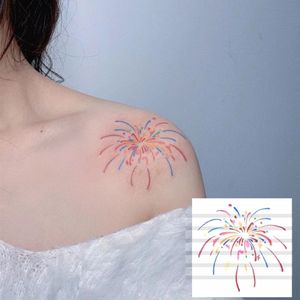 彩色烟花纹身贴防水女持久锁骨手腕性感遮盖简约ins文艺