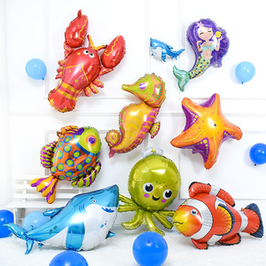 儿童卡通小鱼红色美人鱼无毒气球鲨鱼汽球婴儿宝宝玩具鱼充气起球