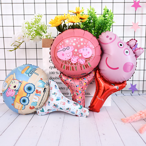 六一小猪佩奇卡通手持棒铝膜气球儿童活动生日场景装饰布置