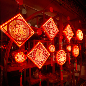 新年装饰灯福字彩灯闪灯串灯家用春节过年布置红灯笼虎年挂饰挂件