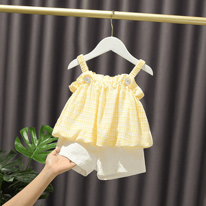 女宝宝夏装套装一岁女孩网红洋气3小童夏季新款韩版吊带两件套潮2