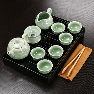 茶具功夫套装小套陶瓷茶杯紫砂茶壶一套简约旅行茶盘一体茶道新款