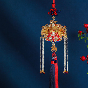 明朝清朝凤冠车挂件手工钩针编织diy材料包自制送男友情人节礼物