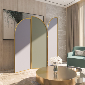 现代简约铝合金弧形屏风玄关客厅遮挡隔断可折叠移动装饰轻奢折屏