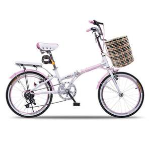 耐嘛乐骑20寸便携6速折叠自行车学生儿童男女 标准版粉色
