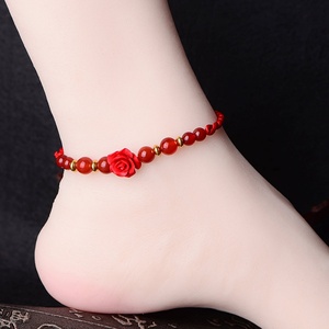 民族风复古风脚链韩版简约学生装饰品手工编织红绳脚环足链女性感