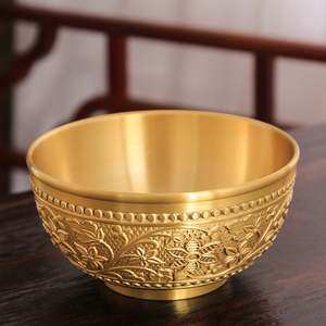 韩式小铜碗纯铜饭碗家用黄铜餐具筷子勺子套装结婚礼物高档高颜值