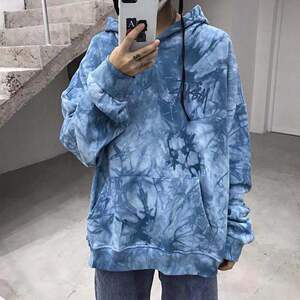 美式潮牌stussy斯图西渲染扎染连帽加绒卫衣秋冬情侣宽松嘻哈外套