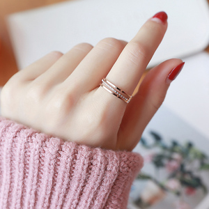 网红夸张气质三层镂空食指戒指女复古欧美潮人学生时尚个性指环